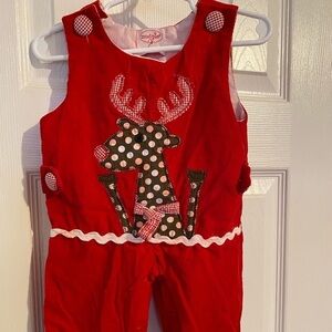 Vintage Mudpie Holiday Shortalls